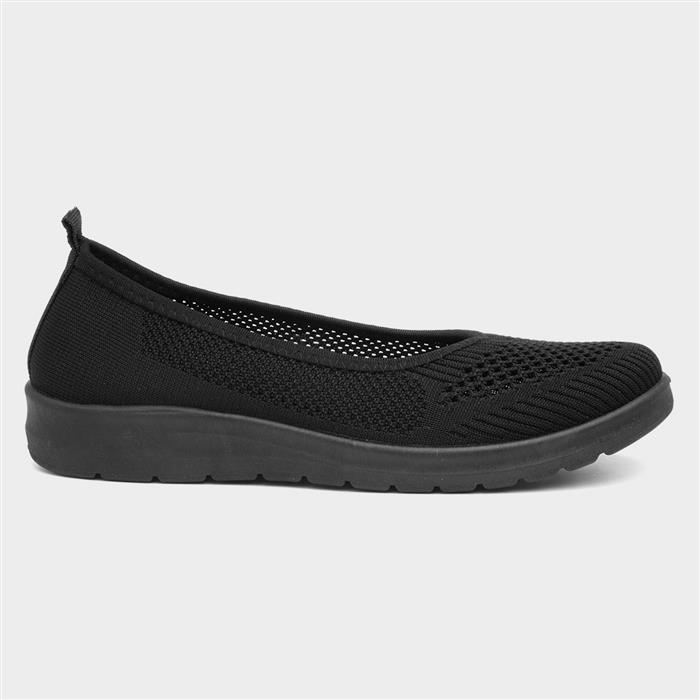 Womens Black Casual Ballerina Slip On Shoe