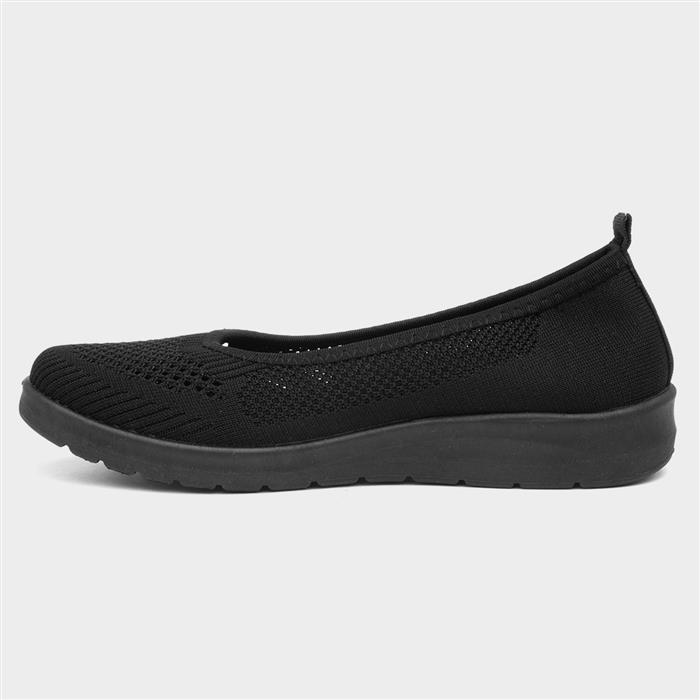 Womens Black Casual Ballerina Slip On Shoe