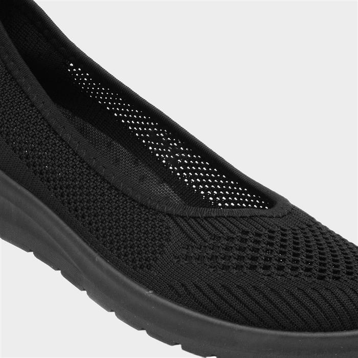 Womens Black Casual Ballerina Slip On Shoe