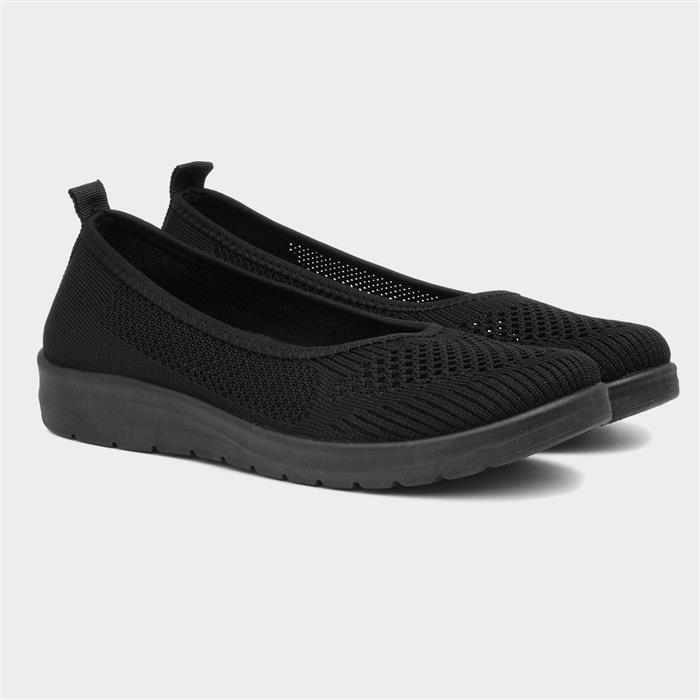 Womens Black Casual Ballerina Slip On Shoe