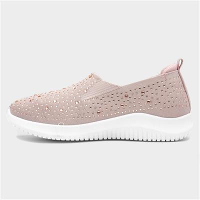 Drew Womens Blush Diamante Slip On Shoe