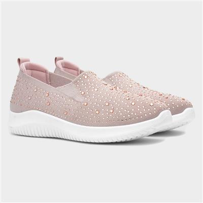 Drew Womens Blush Diamante Slip On Shoe