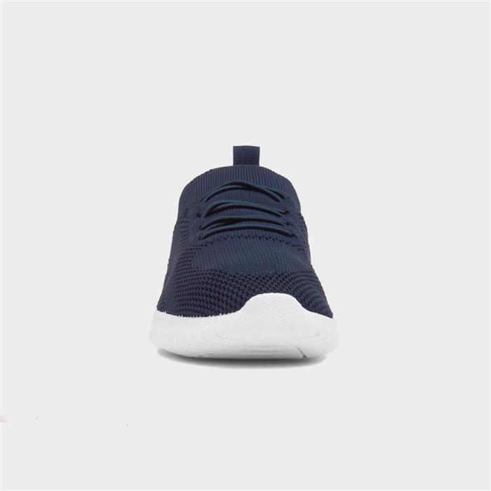 Womens Navy Knitted Casual Slip On Shoe