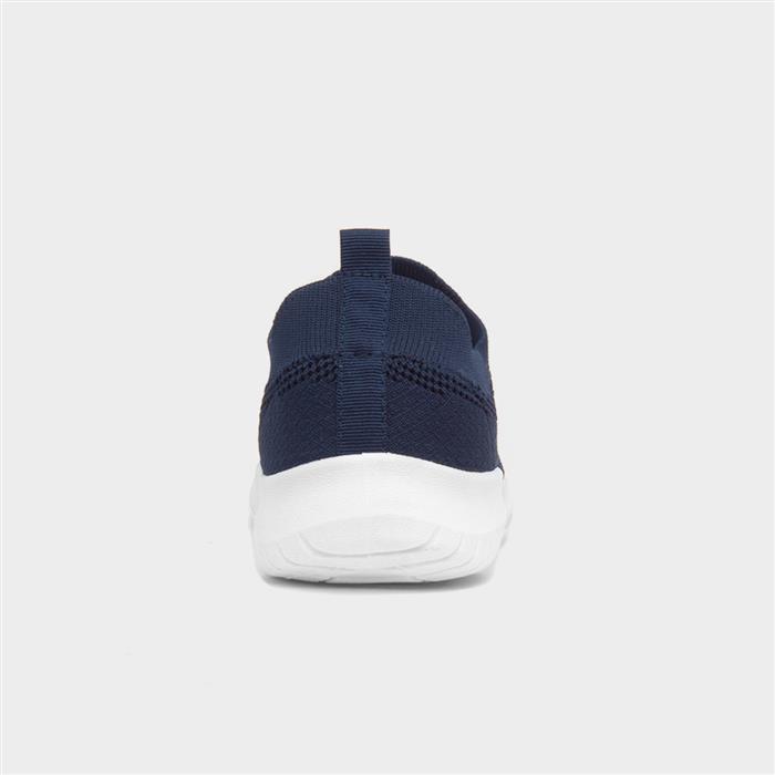 Womens Navy Knitted Casual Slip On Shoe