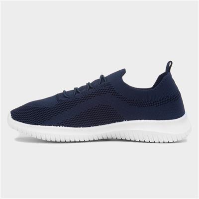 Womens Navy Knitted Casual Shoe
