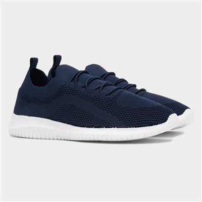 Womens Navy Knitted Casual Shoe