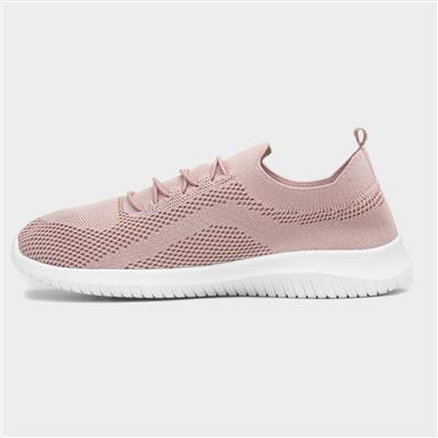 Womens Pink Nude Knitted Casual Shoe