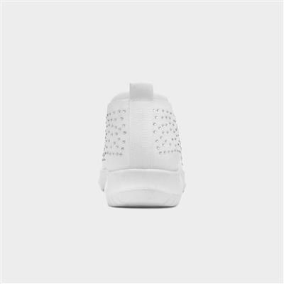 Womens White Diamante Slip On Shoe