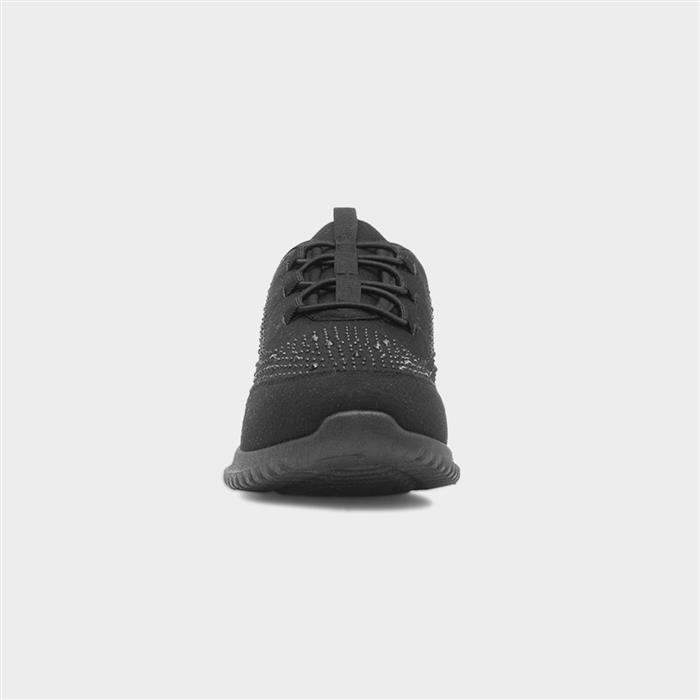 Womens Black Diamante Slip On Casual Shoe