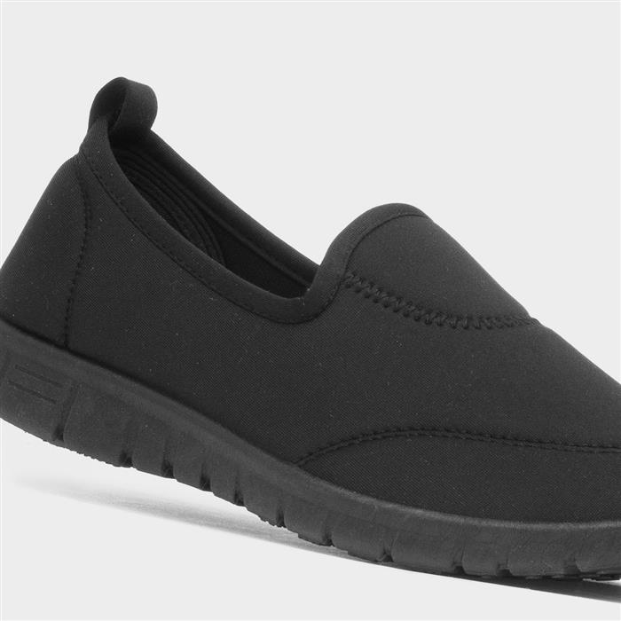 Women's Black Slip On Flat Casual Shoe
