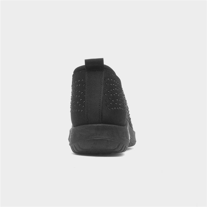 Womens Black Diamante Slip On Shoe
