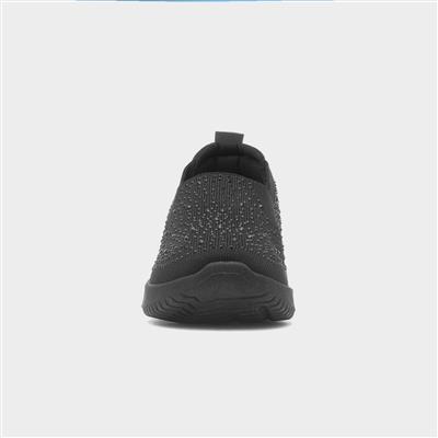 Womens Black Diamante Slip On Shoe