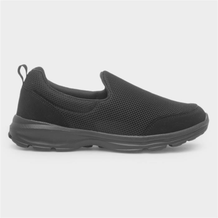 Womens Black Casual Knitted Slip On Shoe