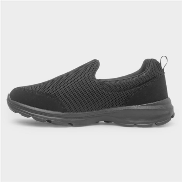 Womens Black Casual Knitted Slip On Shoe