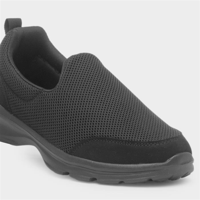 Womens Black Casual Knitted Slip On Shoe