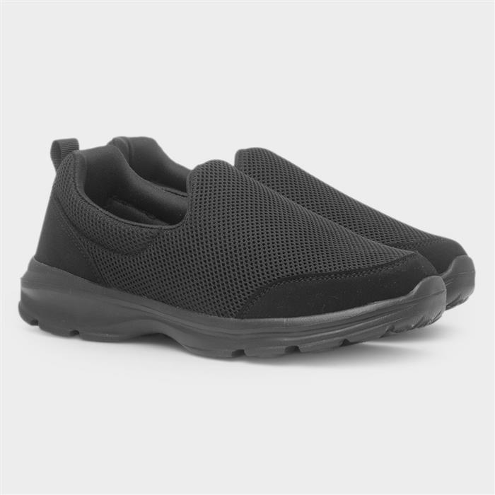 Womens Black Casual Knitted Slip On Shoe