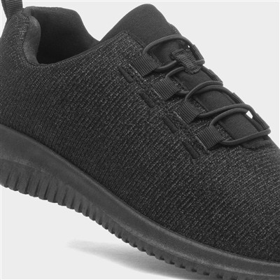 Womens Black Shimmer Casual Shoe