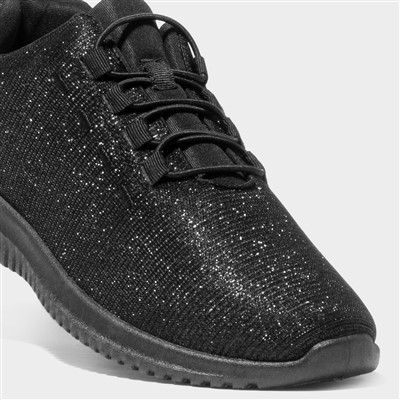 Womens Black Shimmer Casual Shoe