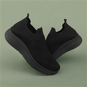 Lilley Women's Black Slip On Knitted Casual Shoe (Click For Details)