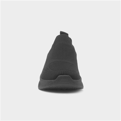 Women's Black Slip On Knitted Casual Shoe