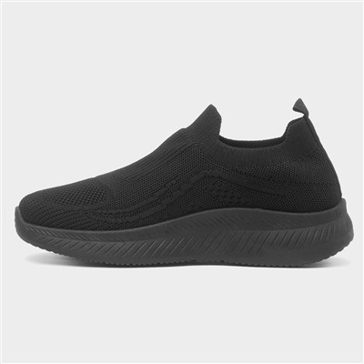 Women's Black Slip On Knitted Casual Shoe