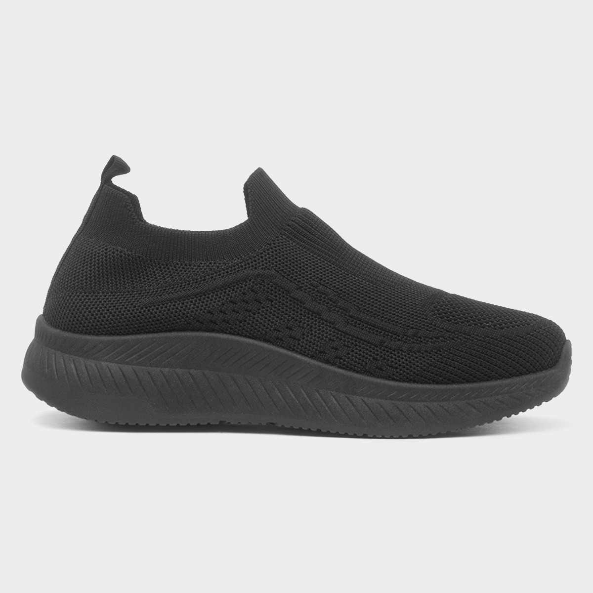 Women's Black Slip On Knitted Casual Shoe