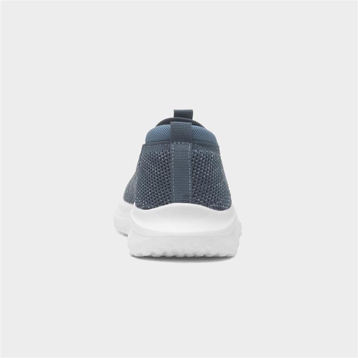 Womens Blue Knitted Slip On Casual Shoe
