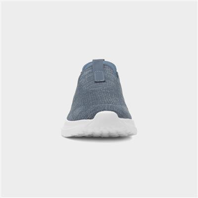 Womens Blue Knitted Slip On Casual Shoe