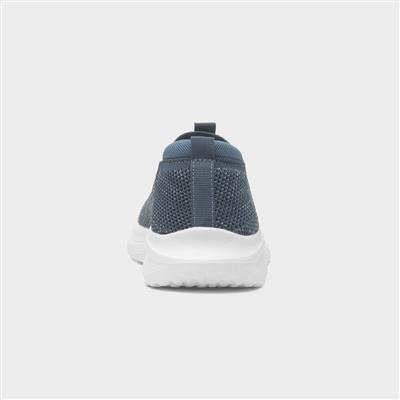 Womens Blue Knitted Slip On Casual Shoe