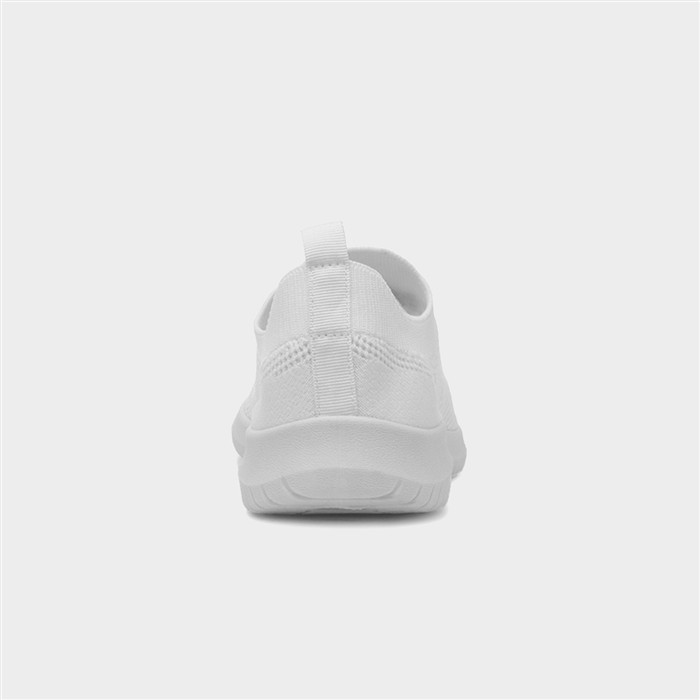Womens White Knitted Casual Slip On Shoe
