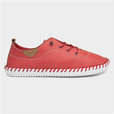 St Ives Womens Red Leather Shoe