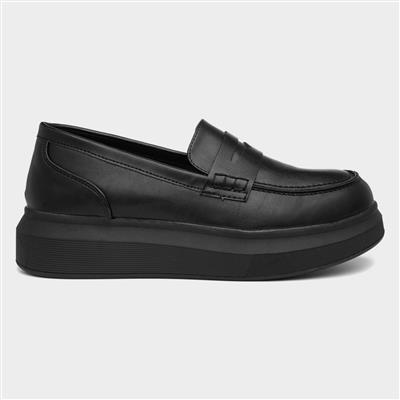Luann Womens Black Chunky Loafer Shoe