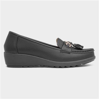 Molly Womens Black Wedge Loafer