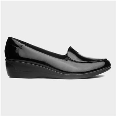 Neive Womens Black Patent Wedge Loafer