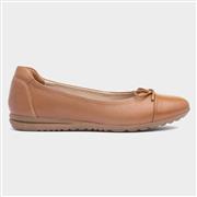 Hush Puppies Jolene Womens Tan Leather Ballerina (Click For Details)