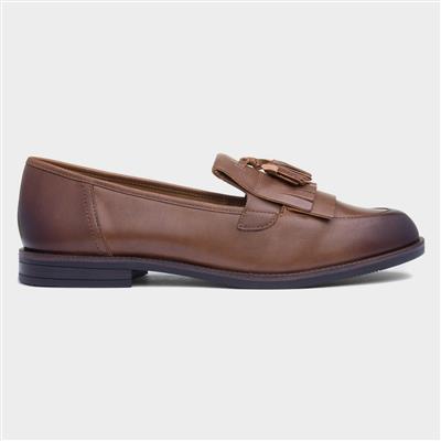 Nappa Womens Brown Leather Tassel Loafer
