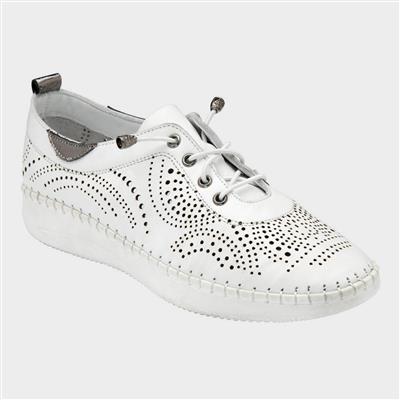 Katya Womens White Casual Lace Up Shoes