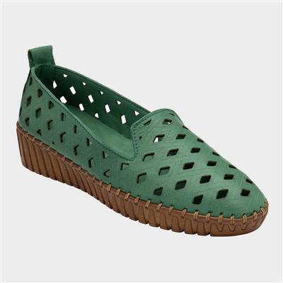 Karson Womens Green Leather Shoe