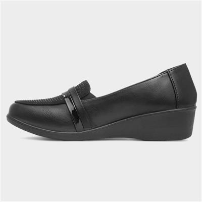 Esther Womens Black Wedge Casual Shoe