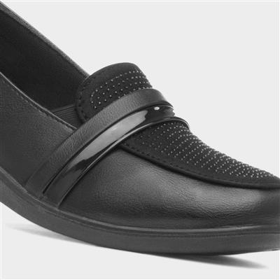 Esther Womens Black Wedge Casual Shoe