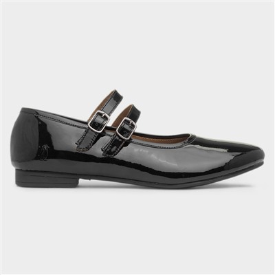 Nancy Womens Black Shiny Leather Shoe