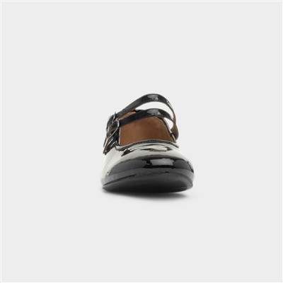 Nancy Womens Black Shiny Leather Shoe
