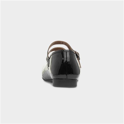 Nancy Womens Black Shiny Leather Shoe