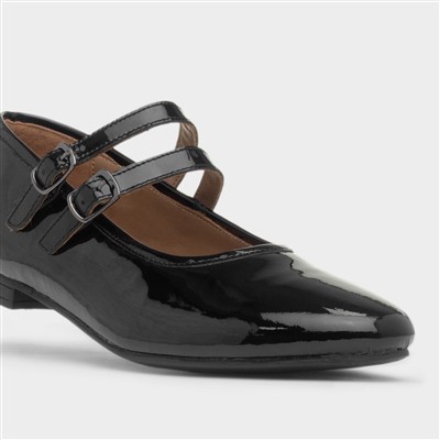 Nancy Womens Black Shiny Leather Shoe