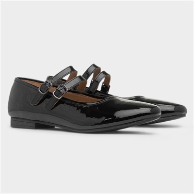 Nancy Womens Black Shiny Leather Shoe
