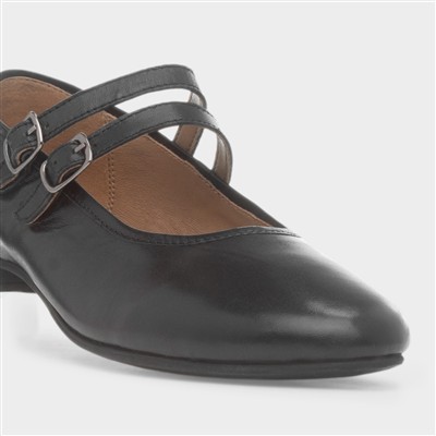 Nancy Womens Black Leather Shoe