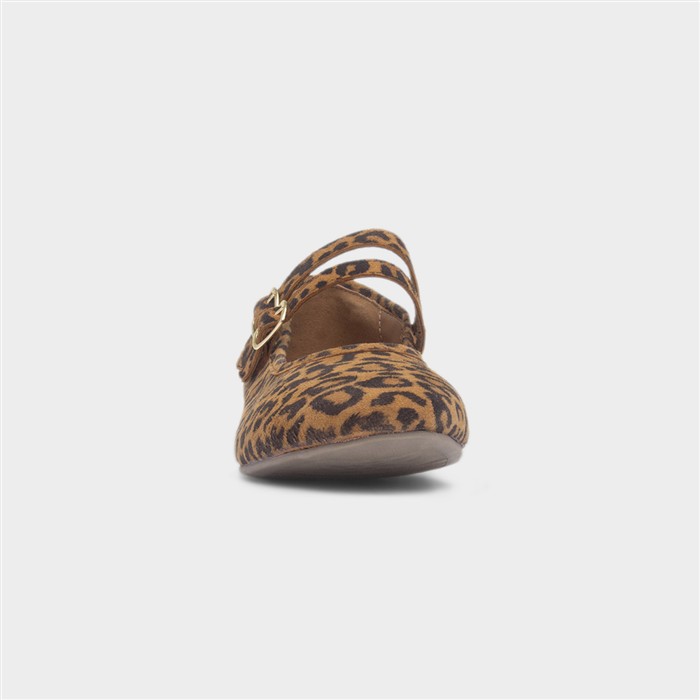 Nancy Womens Brown Leopard Suede Shoe