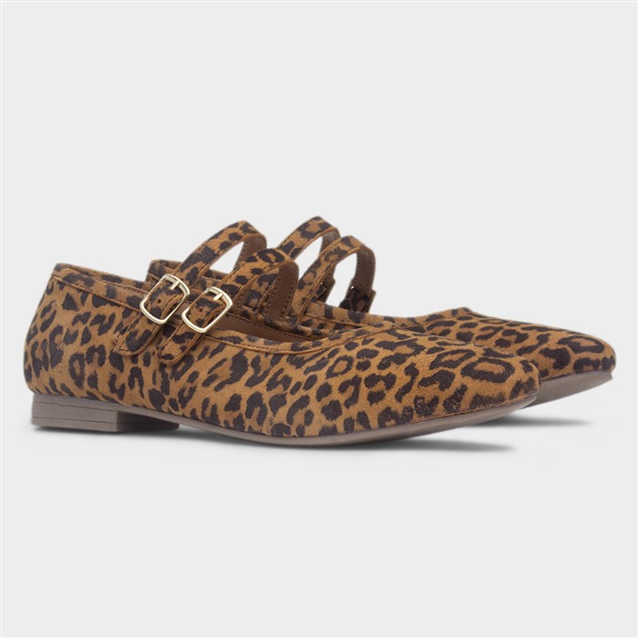 Nancy Womens Brown Leopard Suede Shoe