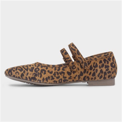 Nancy Womens Brown Leopard Suede Shoe
