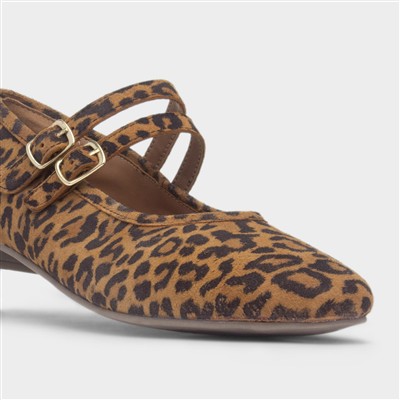 Nancy Womens Brown Leopard Suede Shoe